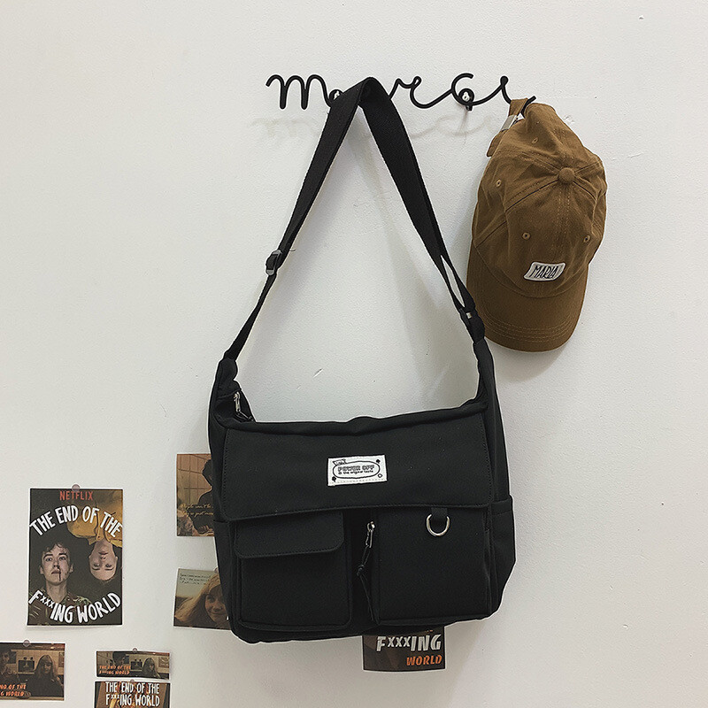 Koreai Ulzzang Messenger Bag Női Új 2023 Nylon táskák Több zsebes Crossbody táskák Női Iskolakönyv Válltáska Lányok táska
