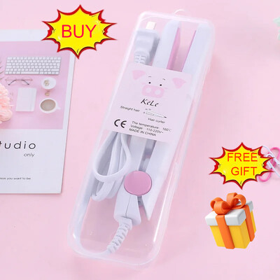 Pārnēsājams mini matu taisnotājs, gludeklis, gludeklis, matu ruļļi vīriešiem sievietēm, īsiem matiem, viļņu frizūras veidošana ar divu spriegumu taisnošanas gludekļiem