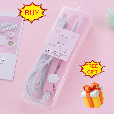 Pārnēsājams mini matu taisnotājs, gludeklis, gludeklis, matu ruļļi vīriešiem sievietēm, īsiem matiem, viļņu frizūras veidošana ar divu spriegumu taisnošanas gludekļiem