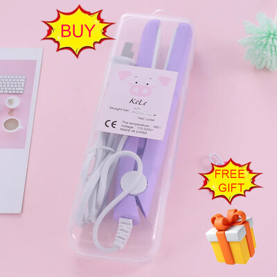 Pārnēsājams mini matu taisnotājs, gludeklis, gludeklis, matu ruļļi vīriešiem sievietēm, īsiem matiem, viļņu frizūras veidošana ar divu spriegumu taisnošanas gludekļiem