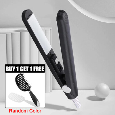 Pārnēsājams mini matu taisnotājs, gludeklis, gludeklis, matu ruļļi vīriešiem sievietēm, īsiem matiem, viļņu frizūras veidošana ar divu spriegumu taisnošanas gludekļiem