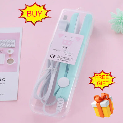 Pārnēsājams mini matu taisnotājs, gludeklis, gludeklis, matu ruļļi vīriešiem sievietēm, īsiem matiem, viļņu frizūras veidošana ar divu spriegumu taisnošanas gludekļiem