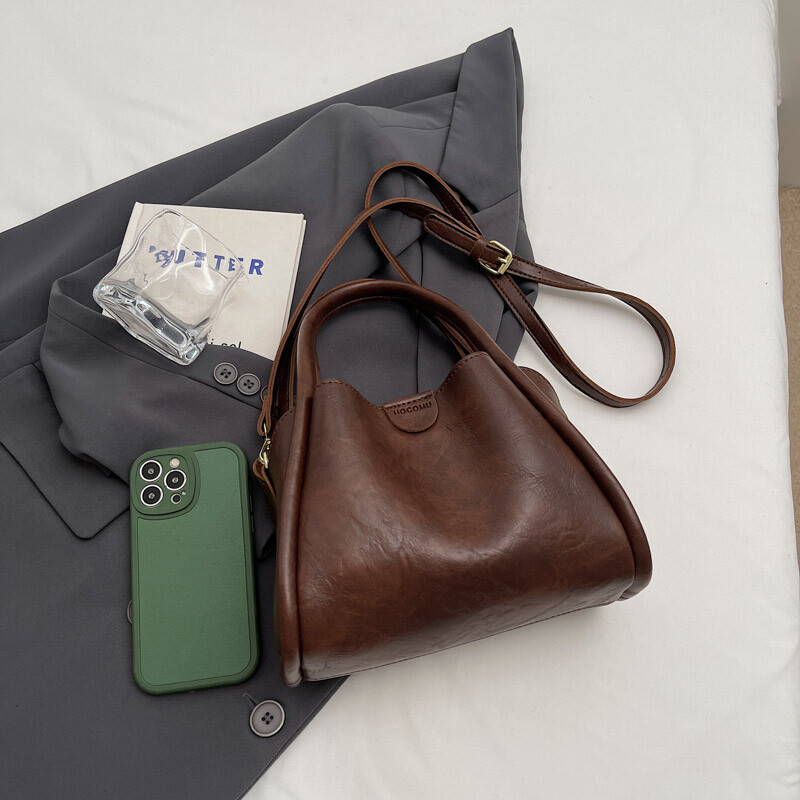 Dámska nová kabelka cez rameno, jednofarebná kabelka z umelej kože, módna ležérna crossbody kabelka