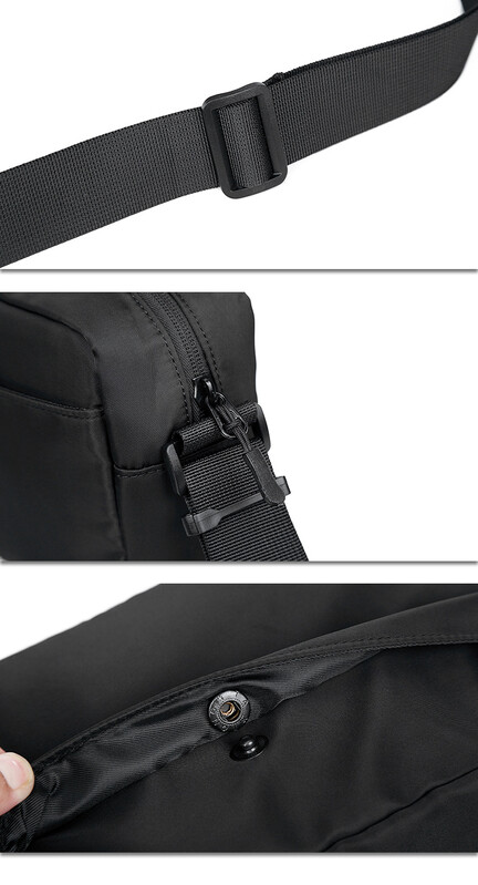 Čierna nepremokavá oxfordská látková crossbody taška, pánska moderná taška cez rameno, ležérna všestranná malá štvorcová taška cez rameno