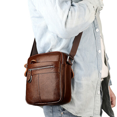 Pánska kožená crossbody kabelka cez rameno, vysoko kvalitná, módna, obchodná, do práce, vodotesná, odolná voči opotrebovaniu