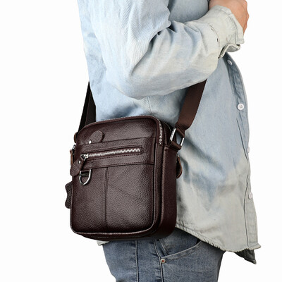 Pánska kožená crossbody kabelka cez rameno, vysoko kvalitná, módna, obchodná, do práce, vodotesná, odolná voči opotrebovaniu