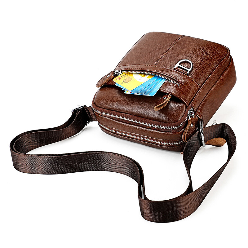 Pánska kožená crossbody kabelka cez rameno, vysoko kvalitná, módna, obchodná, do práce, vodotesná, odolná voči opotrebovaniu