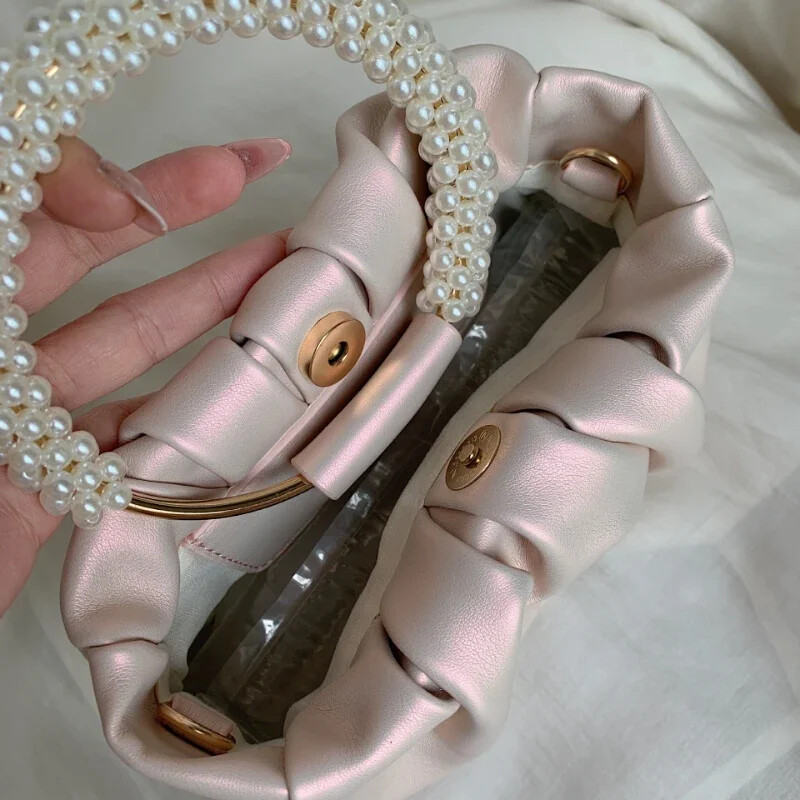 Moteriškos perlų rankenos, vakarienės, rankinės, rankinės, prabangus dizainas, moteriškos keturkampės rankinės, moteriškos mažos žinutės