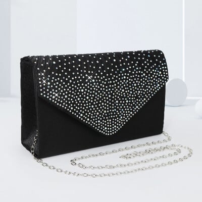 Elegáns strasszos estélyi táska, női ruched clutch pénztárca, fényűző füles kézitáska esküvői báli bankettre