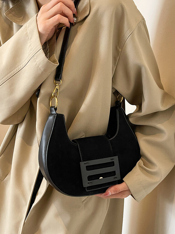 Bordová luxusná kabelka do podpazušia, jeseň/zima 2024, dámska matná semišová PU elegantná crossbody kabelka s retro textúrou