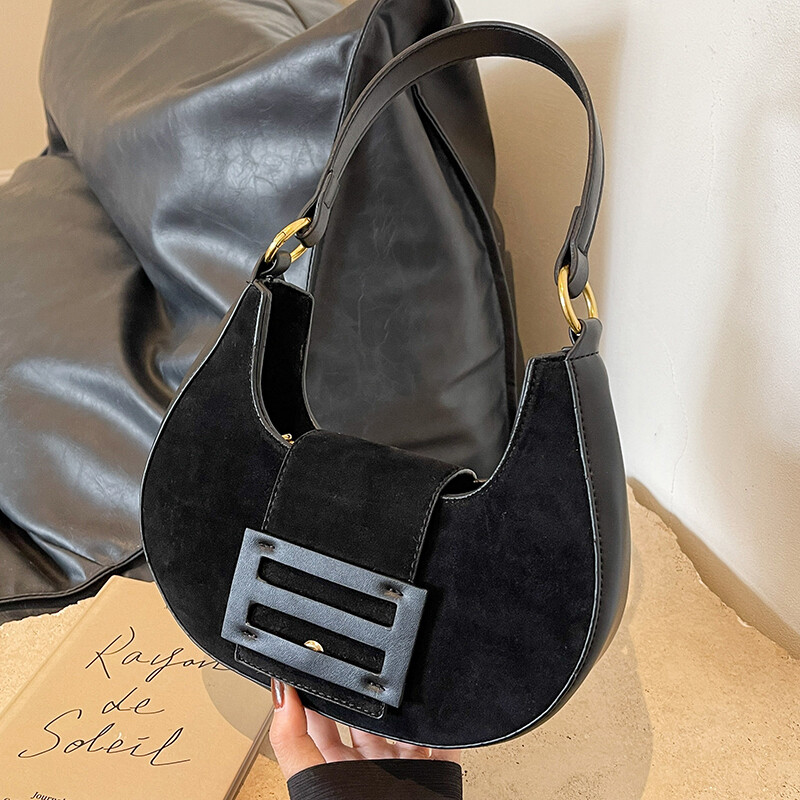 Bordová luxusná kabelka do podpazušia, jeseň/zima 2024, dámska matná semišová PU elegantná crossbody kabelka s retro textúrou