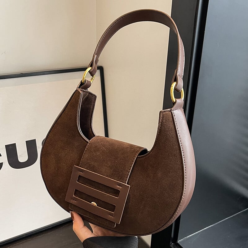 Bordová luxusná kabelka do podpazušia, jeseň/zima 2024, dámska matná semišová PU elegantná crossbody kabelka s retro textúrou