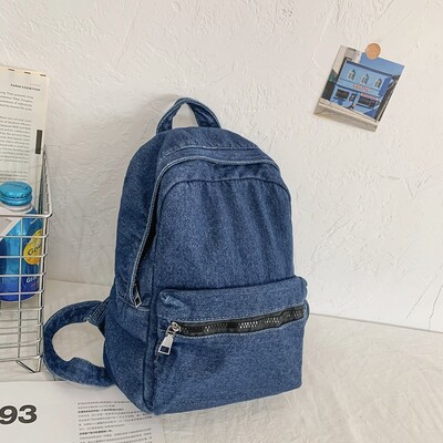 Klasszikus, népszerű egyszínű farmer hátizsák, kényelmes anyagból, nagy kapacitással, alkalmas üzleti utazáshoz, ingázáshoz