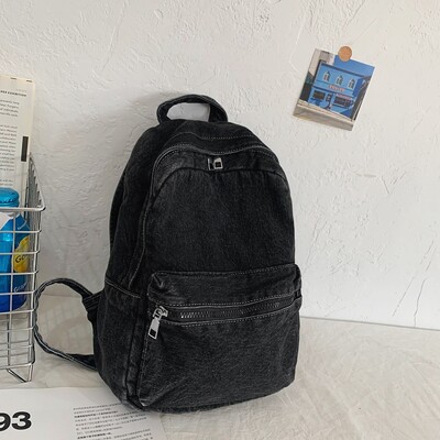 Klasszikus, népszerű egyszínű farmer hátizsák, kényelmes anyagból, nagy kapacitással, alkalmas üzleti utazáshoz, ingázáshoz