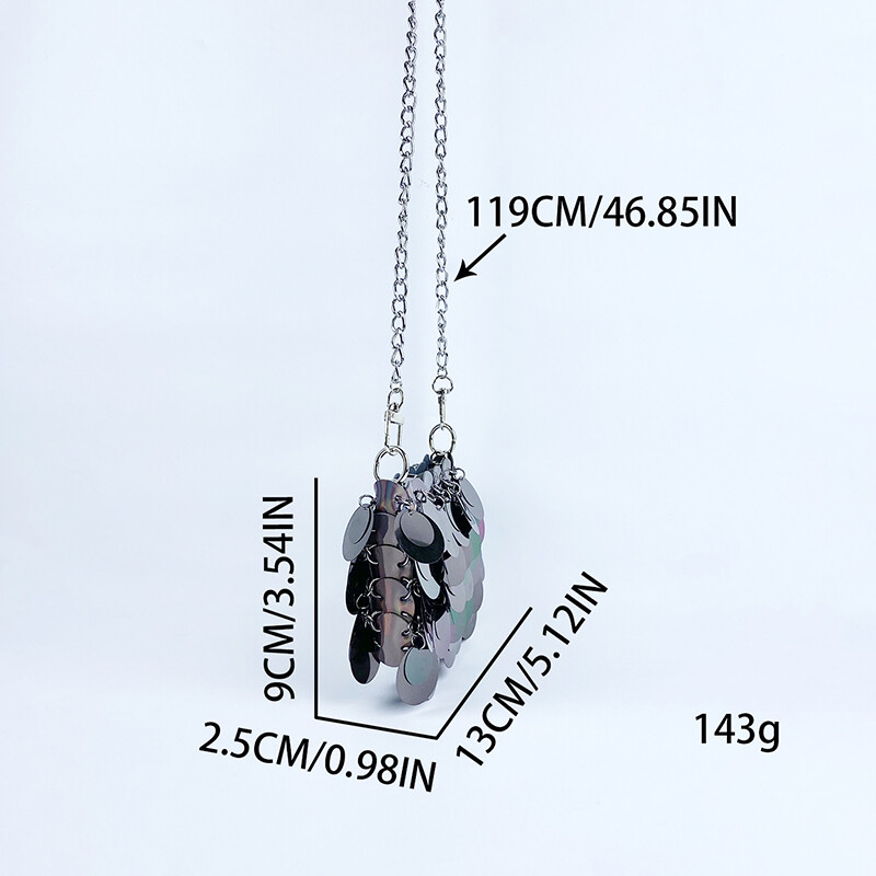 Madingas ir populiarus nišinis dizainas, unikalūs moteriški blizgučiai vakarienei, metalinė grandinėlė, vieno peties skersinis krepšys