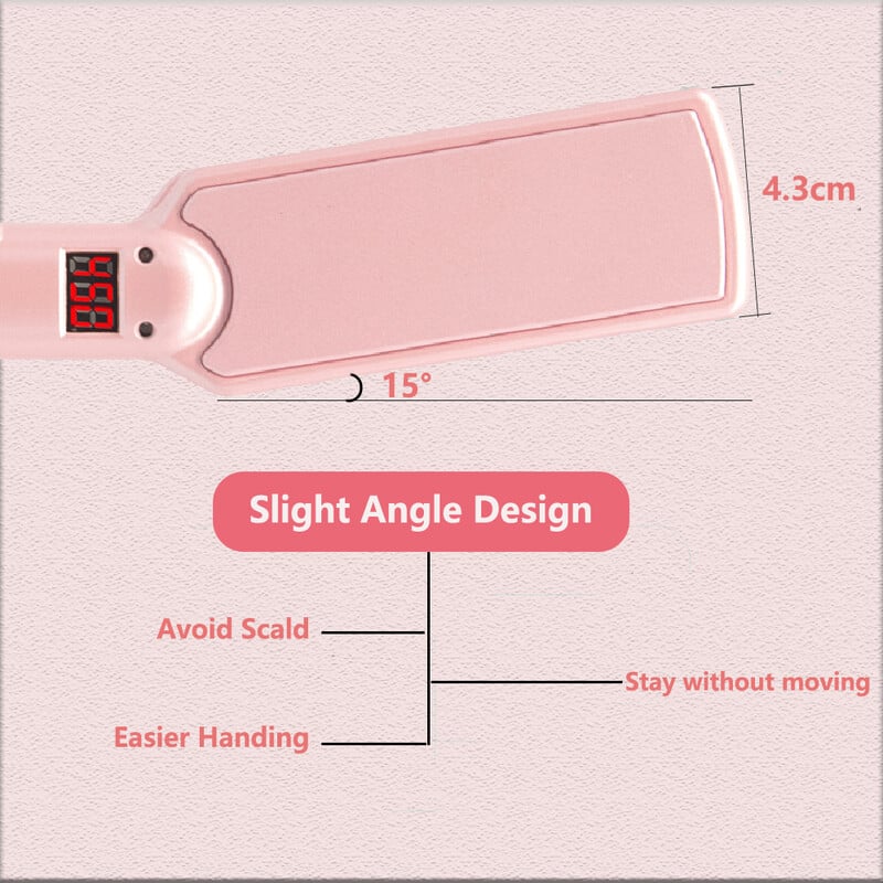 RUCHA Επαγγελματικό ισιωτικό μαλλιών Ευρεία πλάκα από τιτάνιο Επίπεδο σίδερο Οθόνη LCD ταχείας θέρμανσης PTC Θεραπεία Σίδερο και βούρτσα μαλλιών