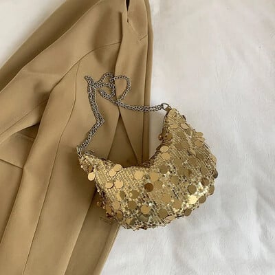 Kórejská retiazková flitrová crossbody kabelka, večerná spojka, večierok, svadobná kabelka, kabelka, dámska kabelka pod pazuchu, crossbody kabelka