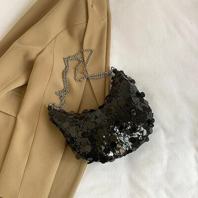 Kórejská retiazková flitrová crossbody kabelka, večerná spojka, večierok, svadobná kabelka, kabelka, dámska kabelka pod pazuchu, crossbody kabelka