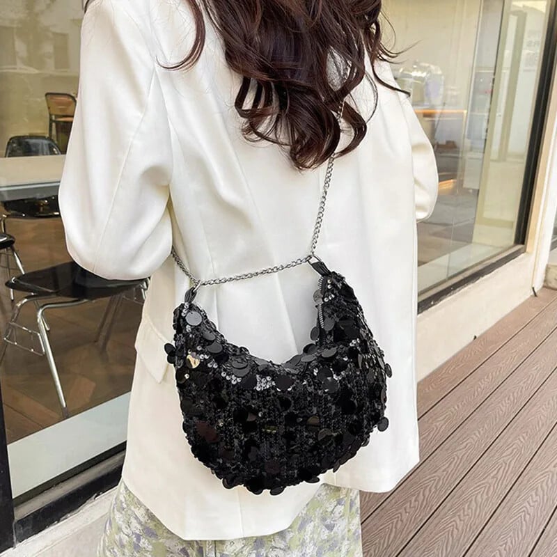 Kórejská retiazková flitrová crossbody kabelka, večerná spojka, večierok, svadobná kabelka, kabelka, dámska kabelka pod pazuchu, crossbody kabelka