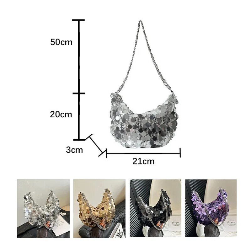 Kórejská retiazková flitrová crossbody kabelka, večerná spojka, večierok, svadobná kabelka, kabelka, dámska kabelka pod pazuchu, crossbody kabelka