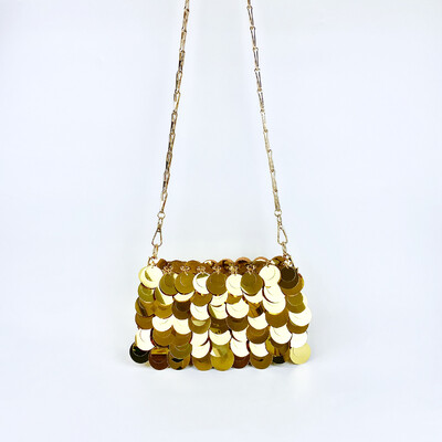 Madinga ir šauni auksu blizganti grandinėlė, moteriška madinga ir paprastos tekstūros, horizontalus kvadratinis krepšys, personalizuotas krepšys