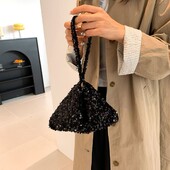 Jednofarebná flitrovaná crossbody kabelka v kórejskom štýle, flitrovaná kabelka cez rameno, kabelka pod pazuchu, kabelka na telefón, večerná kabelka, spoločenská kabelka, večera, párty