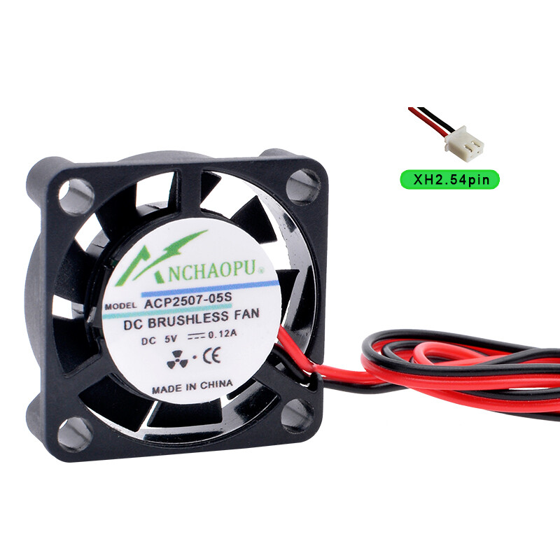 ACP2507 25x25x7mm DC5V 12V 24V 2 laidai Itin plonas miniatiūrinis aušinimo ventiliatorius projektoriaus aušinimo kriauklei aliuminio lakštas