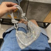 Fogantyú Ragyogó kristály strasszok Esti kuplungtáska Erszények és kézitáska luxus Designer ezüst válltáska pénztárca partitáska