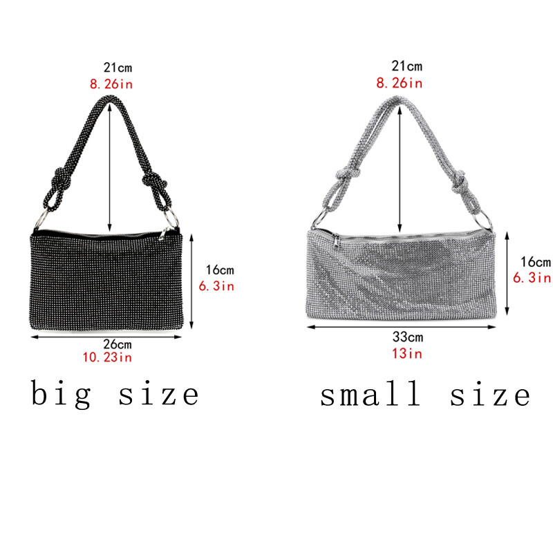 Fogantyú Ragyogó kristály strasszok Esti kuplungtáska Erszények és kézitáska luxus Designer ezüst válltáska pénztárca partitáska