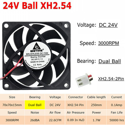 2tk Gdstime 7cm 70mm 70x70x15mm 5V 12V 24V 2Pin Harjadeta alalisvoolu jahutusjahuti korpuse ventilaator 7015 varrukas kuullaager