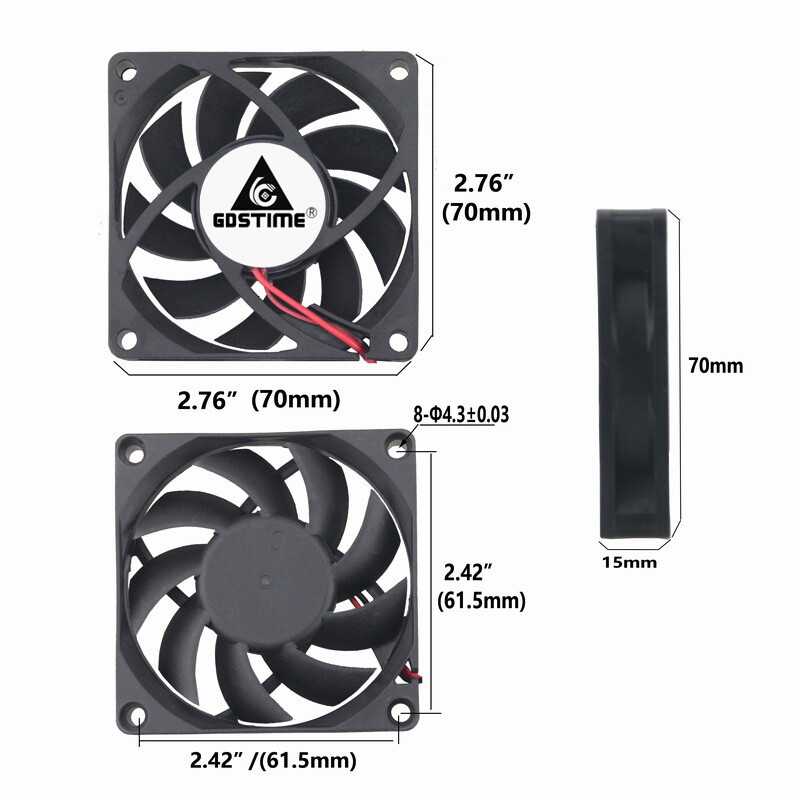 2tk Gdstime 7cm 70mm 70x70x15mm 5V 12V 24V 2Pin Harjadeta alalisvoolu jahutusjahuti korpuse ventilaator 7015 varrukas kuullaager