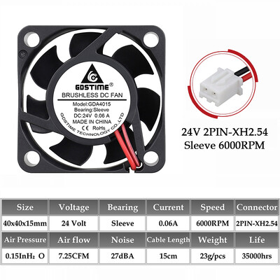 2vnt Gdstime DC 5V 12V 24V ventiliatorius 40mm 4015 Micro Dual Ball bešepetis drėkintuvas 4cm 40MMx15MM nešiojamojo kompiuterio aušinimo ventiliatorius