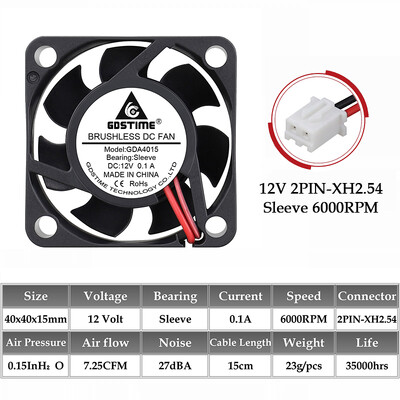 2vnt Gdstime DC 5V 12V 24V ventiliatorius 40mm 4015 Micro Dual Ball bešepetis drėkintuvas 4cm 40MMx15MM nešiojamojo kompiuterio aušinimo ventiliatorius