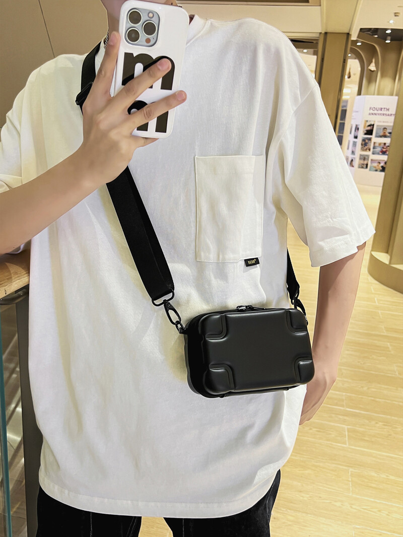 Minimalistická pánska mäkká kožená malá taška do krabice, ľahká pánska taška cez rameno s tvrdou škrupinou, cestovná taška cez rameno, telefón, crossbody taška pre mužov