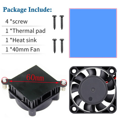 1 vnt Kompiuterio pagrindinė plokštė SouthBridge Northbridge Radiatorius 40x13mm Aliuminis W / Aušintuvo aušinimo ventiliatorius 40mm 12V 3Pin for Chip PC CPU