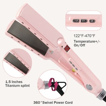 480℉ Ισιωτικό μαλλιών Titanium Keratin Treatment Hair Flat Iron Professional Floating Plates Σίδερα ισιώματος 100-240V