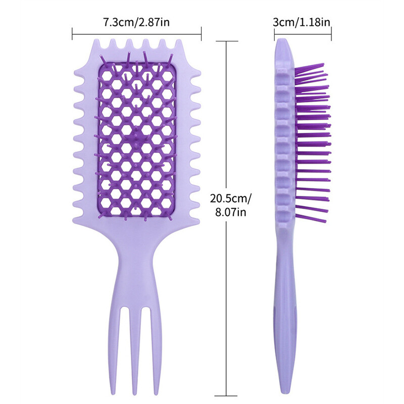3 în 1 Perie de păr creț Curl Define Perie de styling Perie de descurcarea scobită Perie de păr încâlcit Pieptene de păr scobit din plasă Pieptene de mesaj