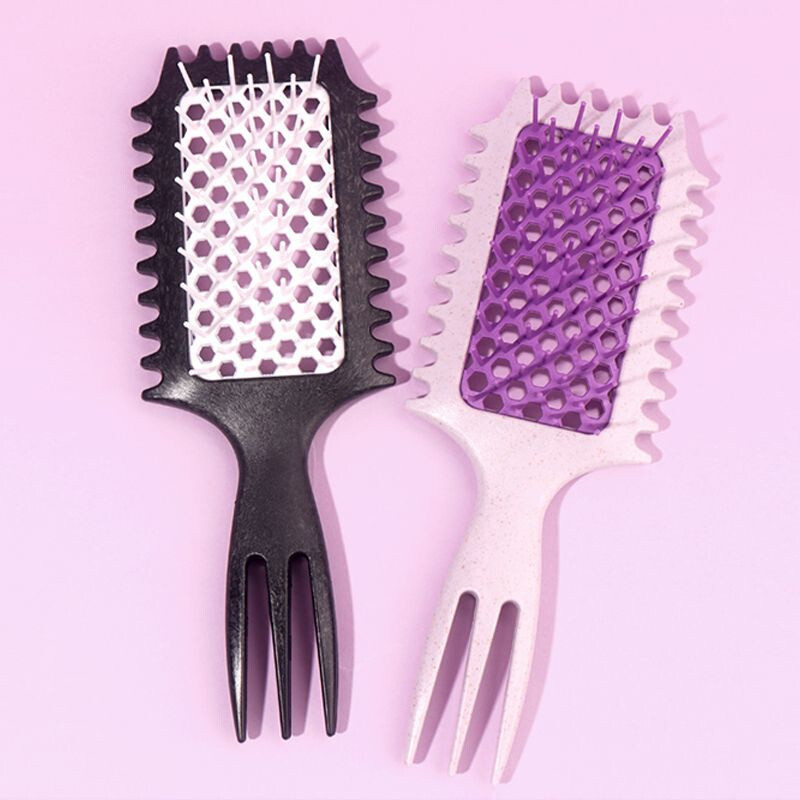 3 în 1 Perie de păr creț Curl Define Perie de styling Perie de descurcarea scobită Perie de păr încâlcit Pieptene de păr scobit din plasă Pieptene de mesaj