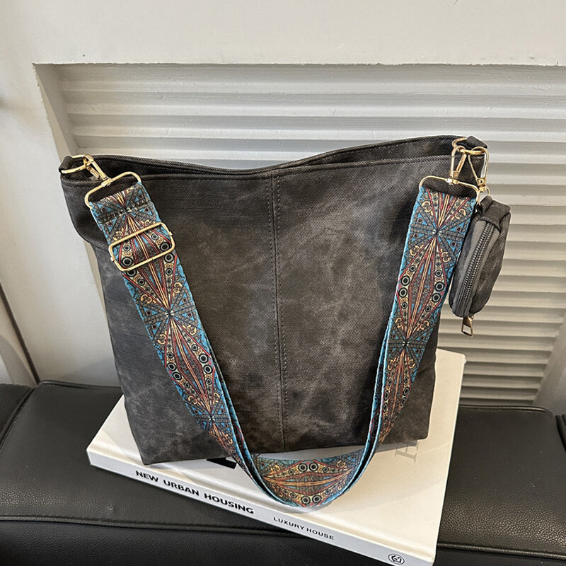 Dámska vintage taška cez rameno s veľkou kapacitou, ležérna crossbody taška z umelej kože, dizajnérska taška