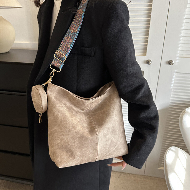Dámska vintage taška cez rameno s veľkou kapacitou, ležérna crossbody taška z umelej kože, dizajnérska taška