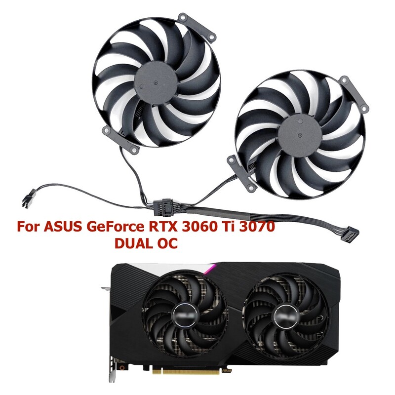 95 mm T129215SU VGA aušinimo ventiliatoriaus aušintuvas, skirtas ASUS GeForce RTX 3060 Ti 3060ti RTX3070 DUAL OC GPU grafinės vaizdo plokštės ventiliatoriams 12V 6Pin