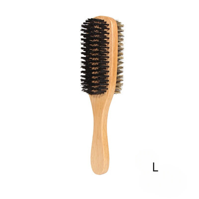 1PC Perie de păr cu peri de mistreț S/M/L Perie ondulată din lemn natural pentru bărbați Perie de păr cu dublu scop Perie de barbă cu două fețe