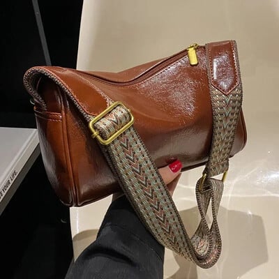 Senovinis pečių krepšys moterims Madingas platus dirželis Crossbody Krepšys Retro pagalvė Messenger rankinė Moterų krepšys Sankabos Piniginės Dėklas