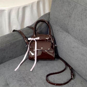 Ženske modne lakirane kožne naprtnjače Jednobojne, mekane smeđe Pu mala ručna torbica, prijenosna ženska četvrtasta torbica na rame, ženska torbica