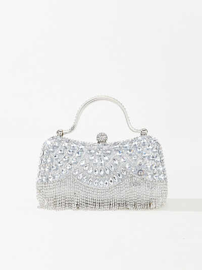 Gyönyörű és fényes gyémánt strassz bojt fogantyú estélyi táskák partira és esküvőre