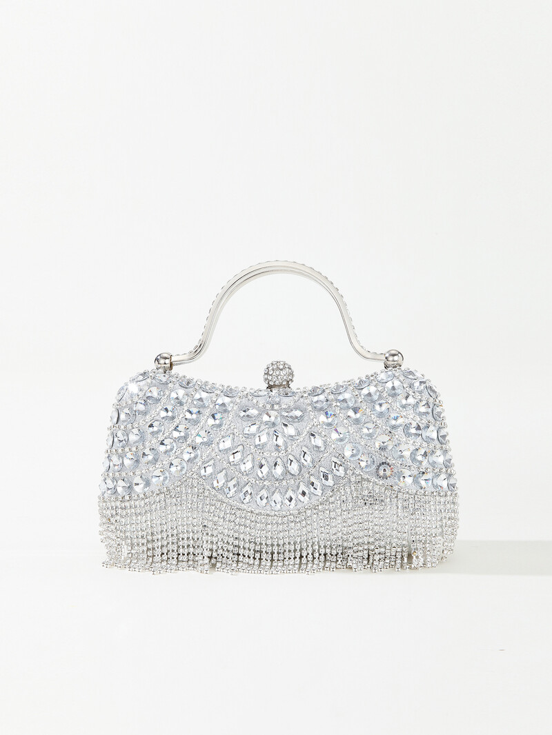 Gyönyörű és fényes gyémánt strassz bojt fogantyú estélyi táskák partira és esküvőre