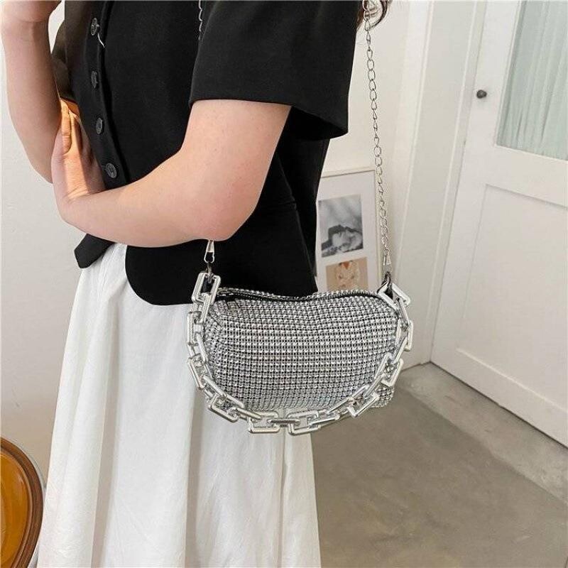 Sieviešu soma 2024 Jauns Rhinestones Rokassomas sievietēm Somas Dimanti Plecu soma Maks Sieviešu Crossbody Soma Mirdzoša soma