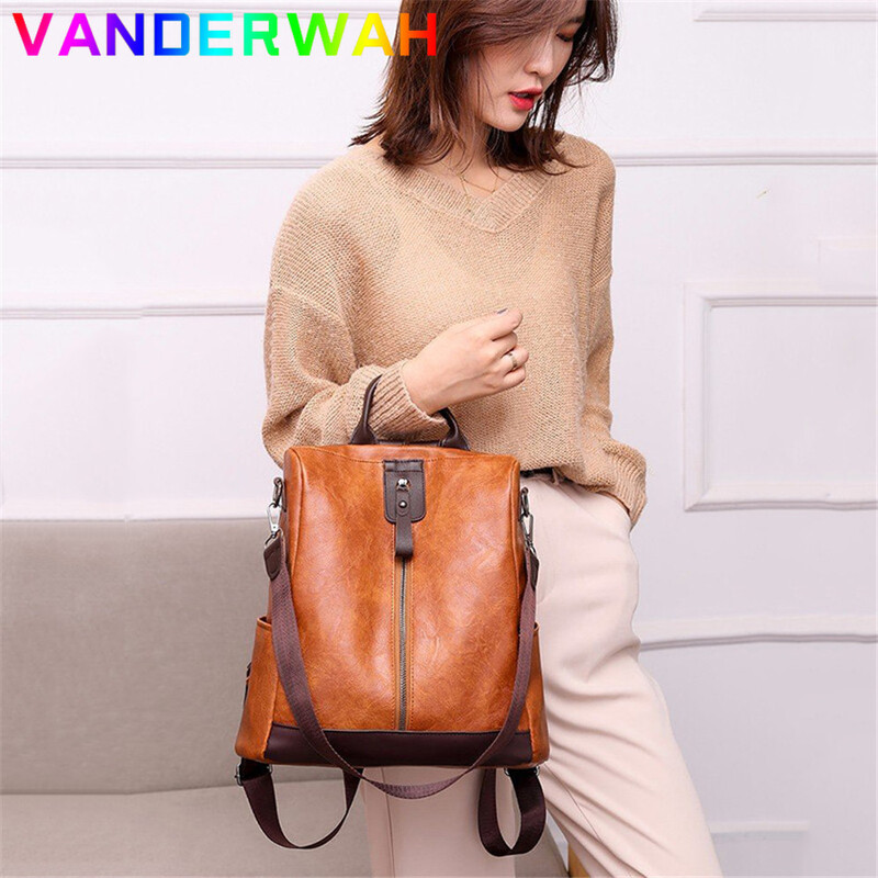 Rucsacuri din piele vintage pentru femei 3 în 1 Genți de școală antifurt pentru femei pentru adolescente 2024 Rucsac de călătorie Mochila Feminina