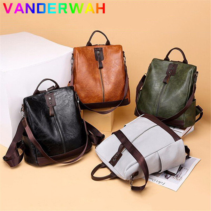 Rucsacuri din piele vintage pentru femei 3 în 1 Genți de școală antifurt pentru femei pentru adolescente 2024 Rucsac de călătorie Mochila Feminina