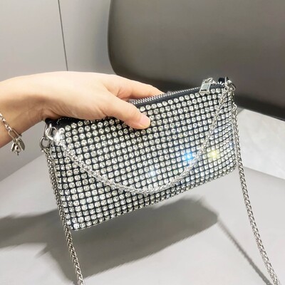 Luxus Designer Rhinestones Clutch pénztárca táska női fogantyús táska válltáska pénztárca